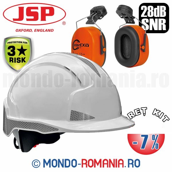 echipament protectie Kit JSP CR2 +   INTEREXV - antifoane cu montare pe casca